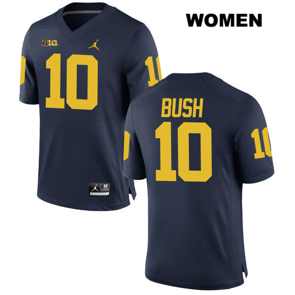 Women's NCAA Michigan Wolverines Devin Bush #10 Navy Jordan Brand Authentic Stitched Football College Jersey RX25H18WQ